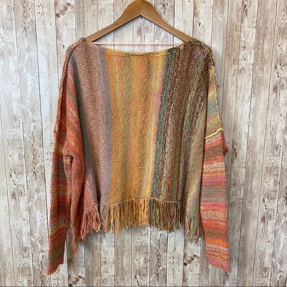 Free People Radiate Striped Pullover Fringed Confetti Combo Sweater Size XS Wmn - Picture 8 of 11